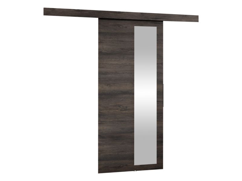 Drzwi przesuwne wewnętrzne MIRJAN 24 Malibu III 80 + samodomykacz jesion ciemny + czarny lacobel 1 kpl.