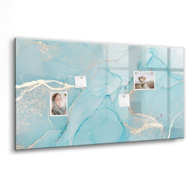 Szklana tablica magnetyczna Wallfluent 120x60 cm Dekoracyjny marmur Czarny marker 1 szt.