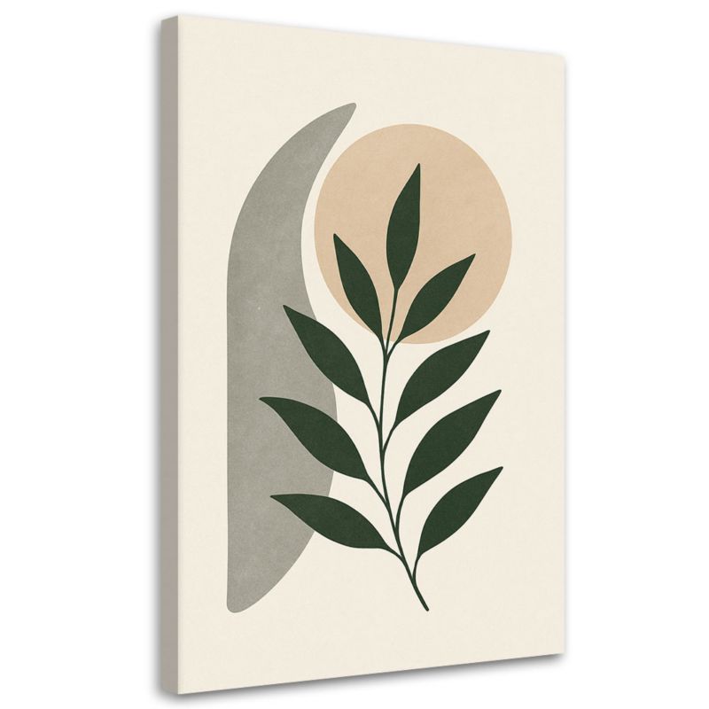 Obraz do salonu Feeby Liście Branch Minimalizm Beżowy Zieleń 60x90cm 1szt