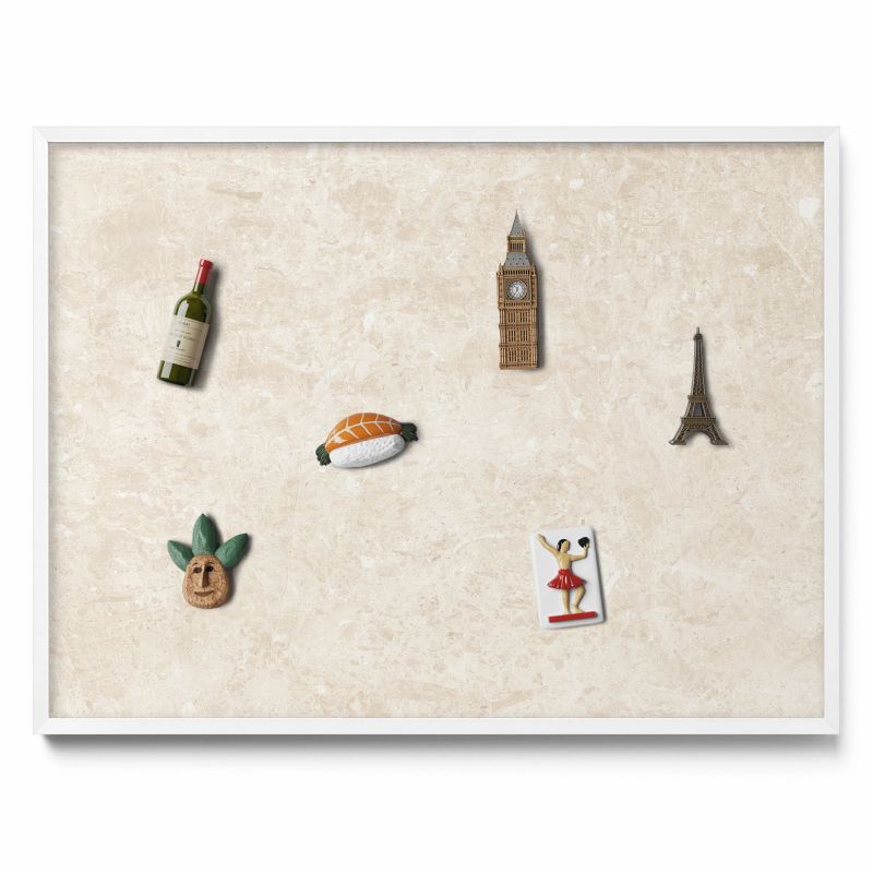 Ozdobna tablica magnetyczna Tulup 80x60 cm Elegancki jasny kamień w białej ramie 1 szt.