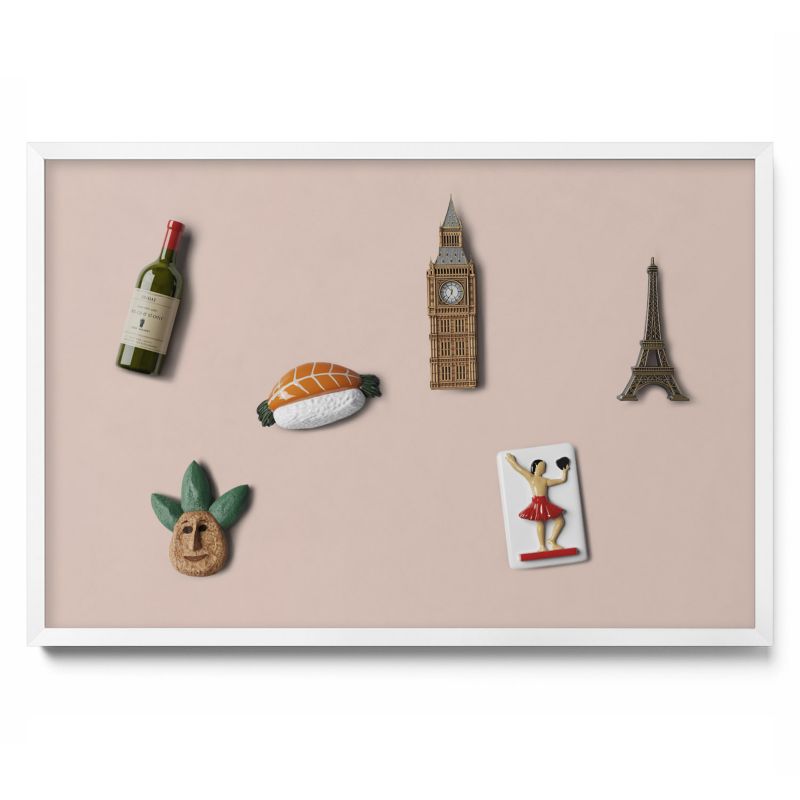 Tablica magnetyczna Tulup 60x40 cm Kolor pudrowy róż beż w białej ramie 1 szt.