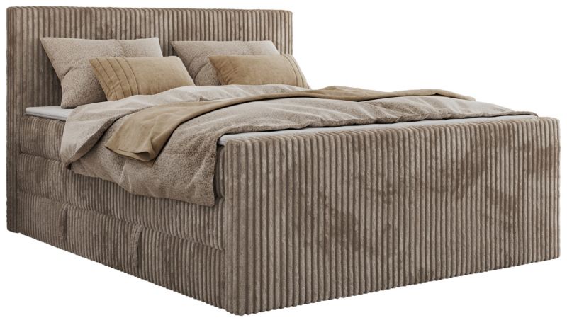 Łóżko kontynentalne MKS Meble TILIANO KING DUO 180x200 H3 jasnobrązowy sztruks 1szt.