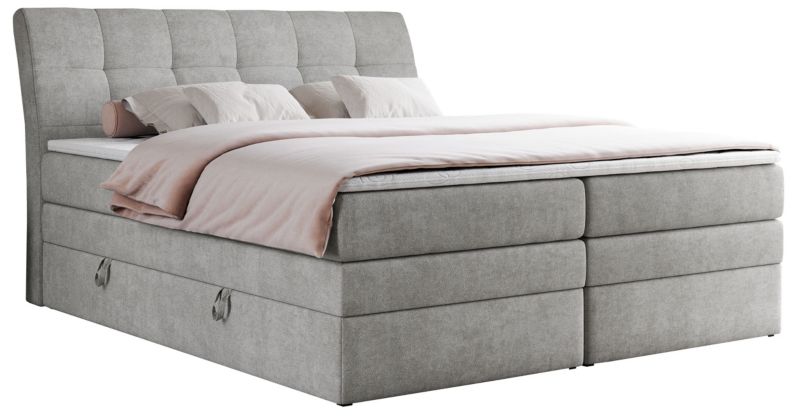 Łóżko kontynentalne MKS Meble GOLD 10 KING 160x200 H3 Jasnoszary struktura 1szt.