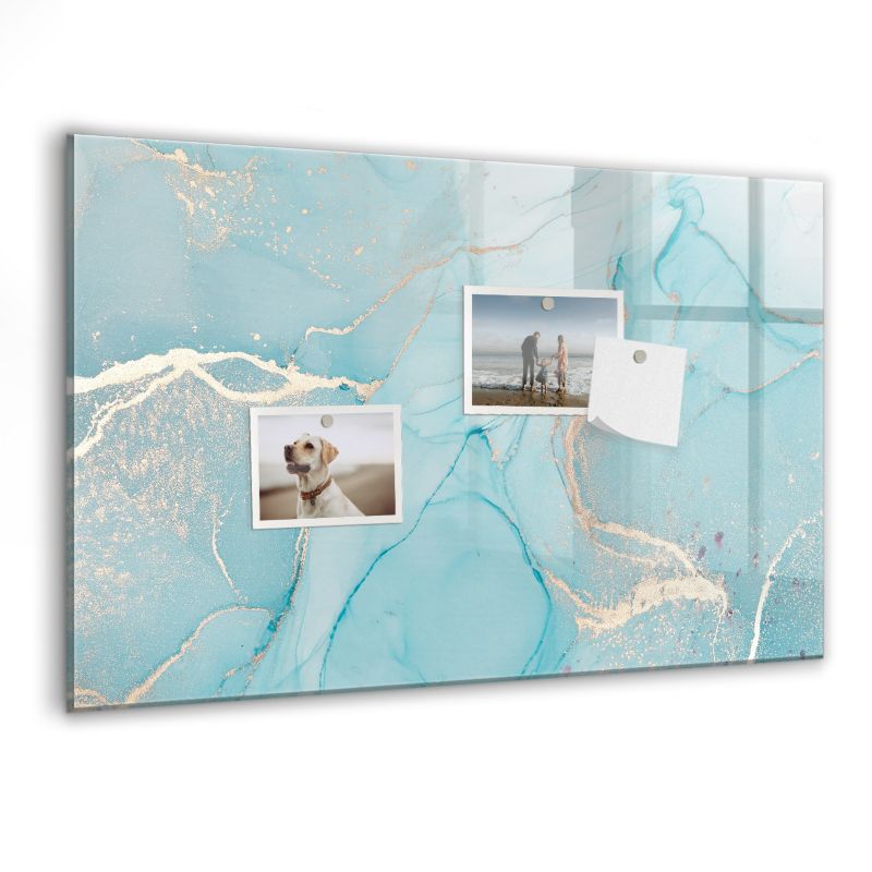 Szklana tablica magnetyczna Wallfluent 60x40 cm Dekoracyjny marmur Czarny marker 1 szt.