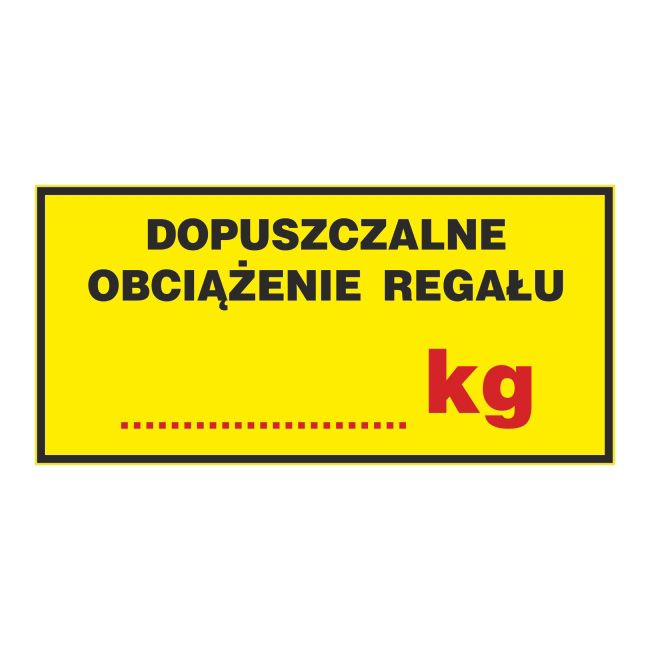 Znak Dopuszczalne obciążenie regału