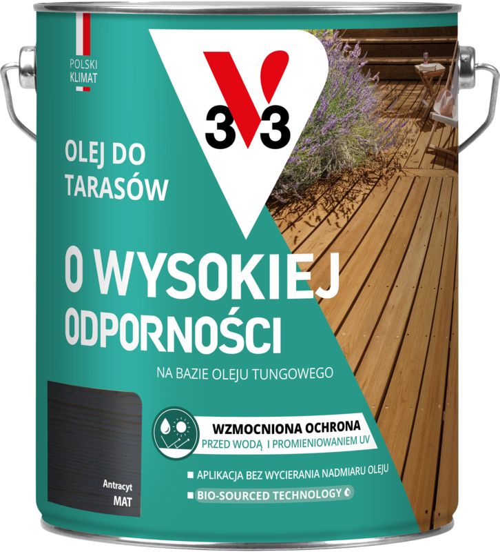 Olej do tarasów o wysokiej odporności V33 antracyt 4,5 l