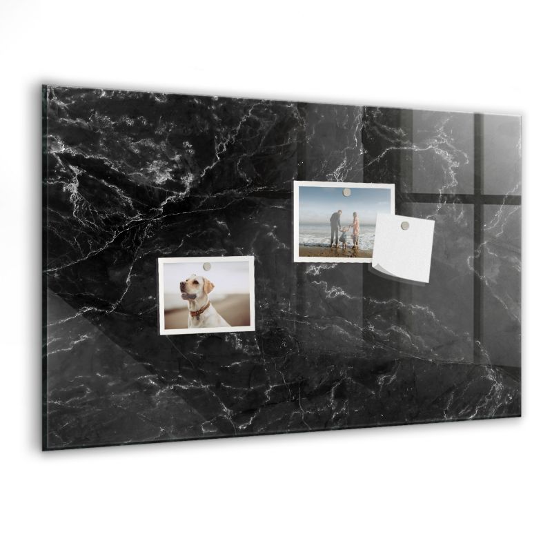 Szklana tablica magnetyczna Wallfluent 60x40 cm Czarny marmur Biały marker 1 szt.