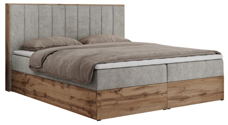 Łóżko kontynentalne MKS Meble BELLISSIMO 160x200 H4 jasnoszary struktura 1szt.