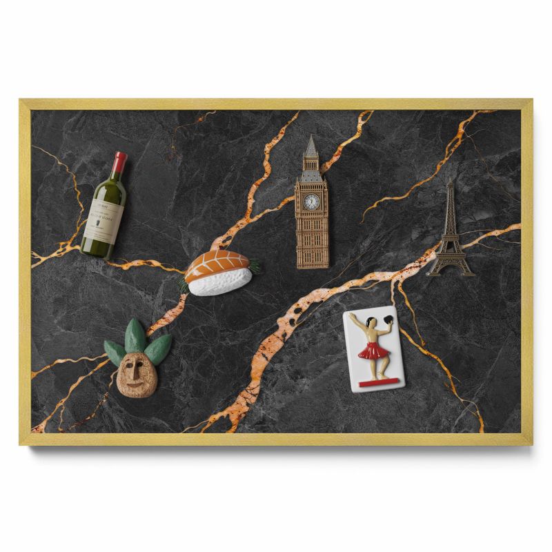 Tablica magnetyczna na ścianę Tulup 60x40 cm Zdobiony ciemny marmur w złotej ramie 1 szt.