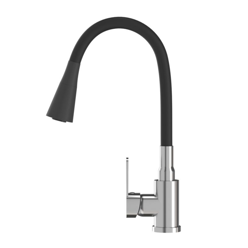 Bateria Kuchenna Elastyczna Wylewka Granitan Flexo Chrom Kran Czarny Giętka Wylewka 1 szt.