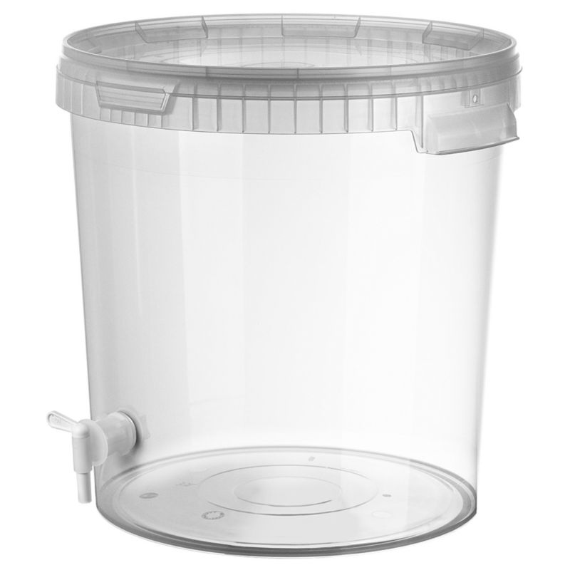 Wiadro fermentacyjne KADAX Zestaw z pokrywą, Kran obrotowy, bezbarwne 33L 1 szt.