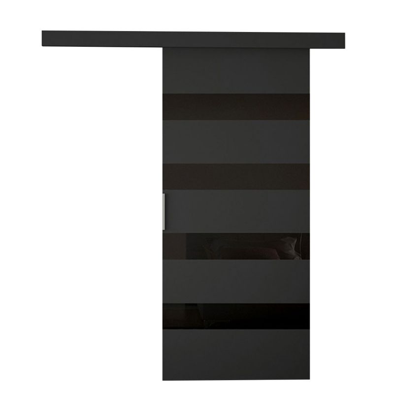 Drzwi przesuwne wewnętrzne MIRJAN 24 Marti V 80 + samodomykacz czarny / czarny lacobel 1 kpl.