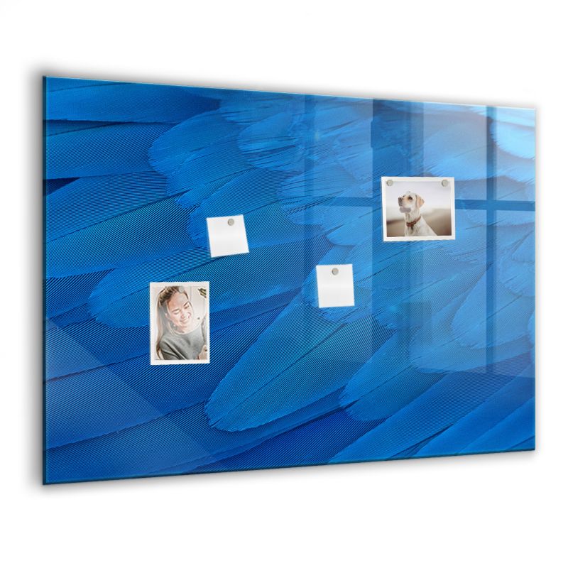 Szklana tablica magnetyczna Wallfluent 100x70 cm Pióro ptaka Biały marker 1 szt.