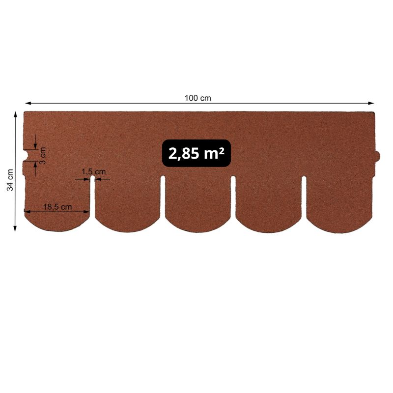 Gont Bitumiczny Bauhus Papowy KARPIÓWKA czerwony 2,85m2 1 szt.