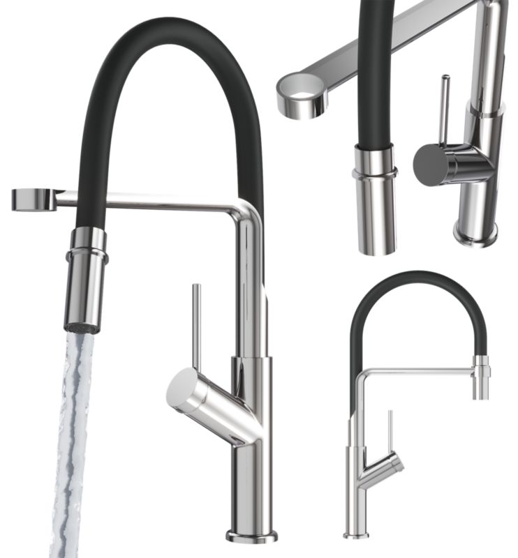 Bateria Kuchenna Z Elastyczną Wylewką Srebrna Granitan Vasto chrom Kran Do Zlewu 1 szt.