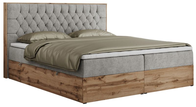 Łóżko kontynentalne MKS Meble AMORE 180x200 H4 jasnoszary struktura 1szt.