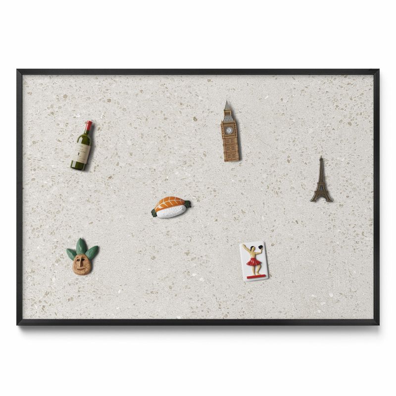 Ozdobna tablica magnetyczna Tulup 100x70 cm Jasny kamień gres w czarnej ramie 1 szt.