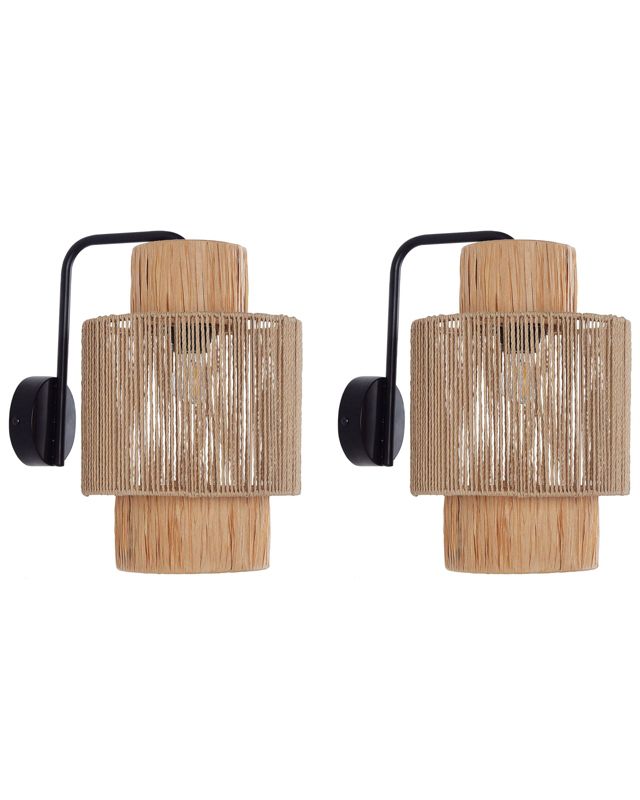 Zestaw 2 lamp ściennych Jamma Plecionka Naturalny 1 par.