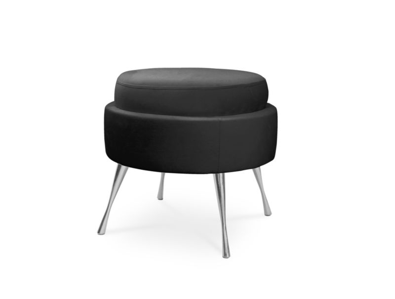 Pufa Bettso Muszelka na metalowych srebrnych nogach czarny 1szt.
