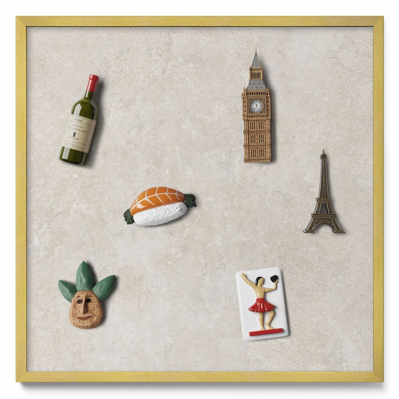 Ozdobna tablica magnetyczna Tulup 50x50 cm Subtelna tekstura piaskowca w złotej ramie 1 szt.