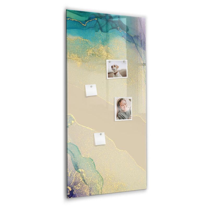 Szklana tablica magnetyczna Wallfluent 60x120 cm Kolorowy marmur Czarny marker 1 szt.