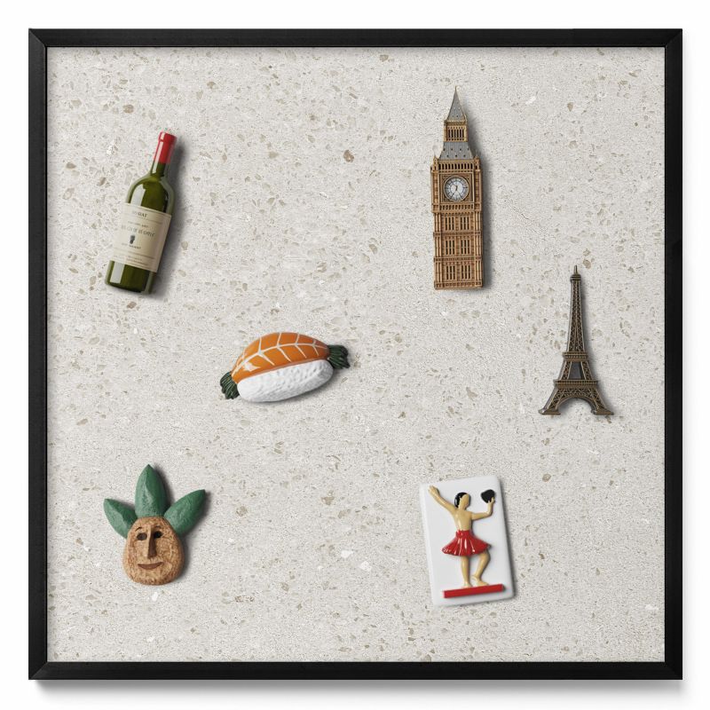 Ozdobna tablica magnetyczna Tulup 50x50 cm Jasny kamień gres w czarnej ramie 1 szt.