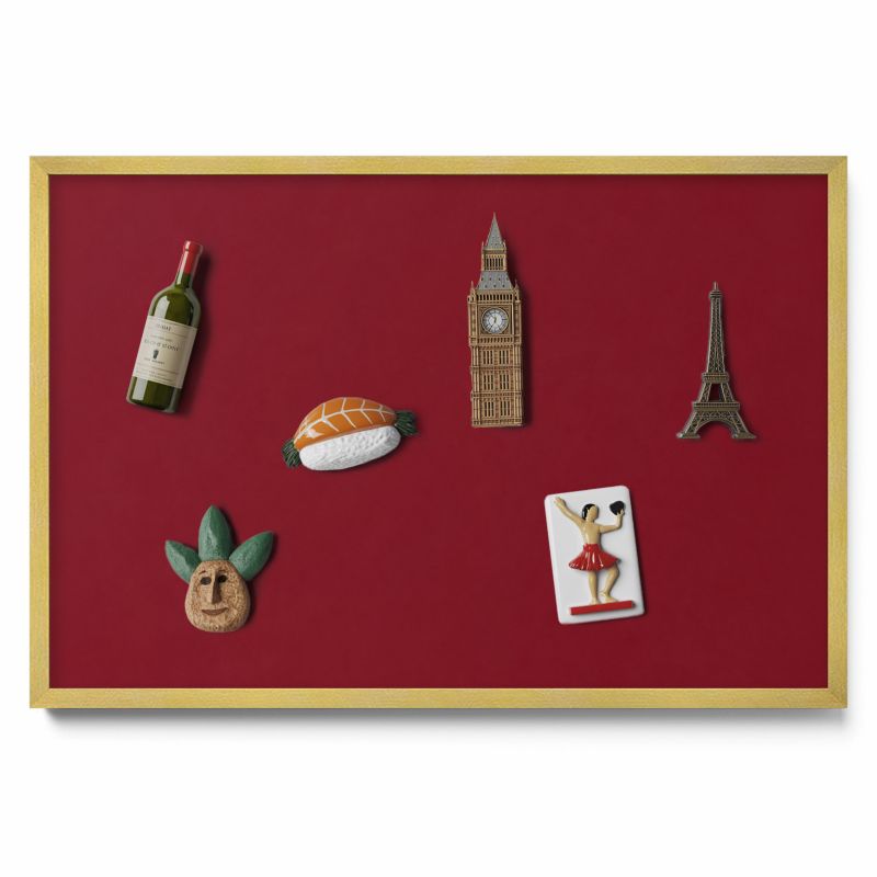 Ozdobna tablica magnetyczna Tulup 60x40 cm Kolor bordowy w złotej ramie 1 szt.