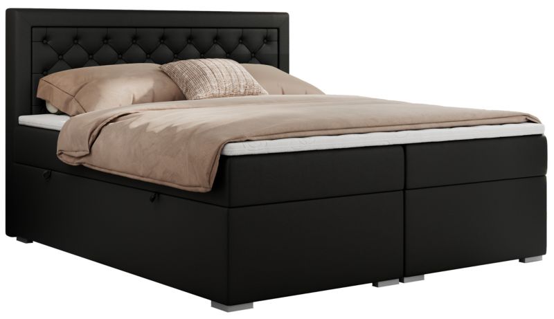 Łóżko kontynentalne MKS Meble JASIR 200x200 H3 czarny ekoskóra 1szt.