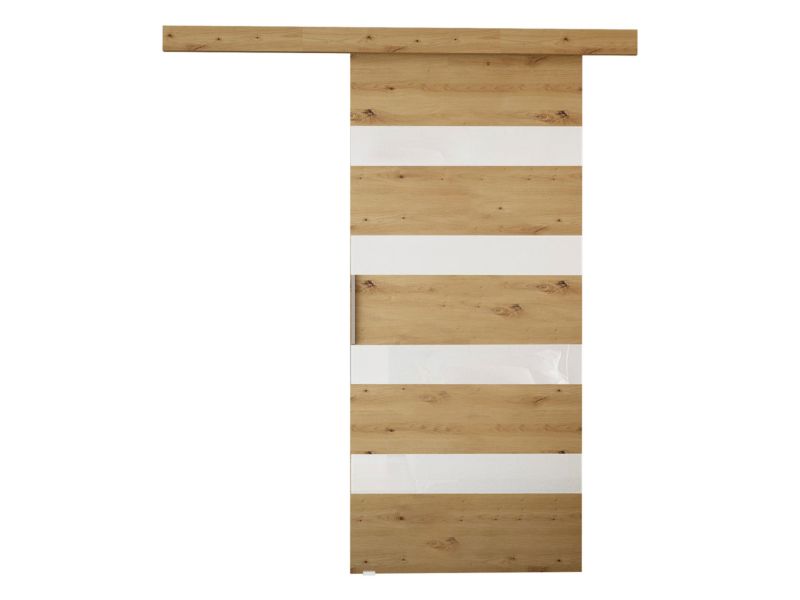 Drzwi przesuwne wewnętrzne MIRJAN 24 Rubi V 70 + samodomykacz artisan + biały lacobel 1 kpl.