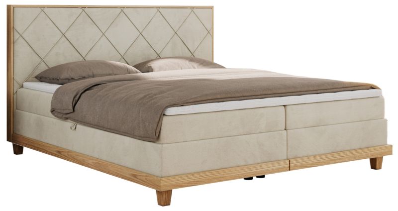 Łóżko kontynentalne MKS Meble CAICOS 140x200 H3 beżowy welwet 1szt.