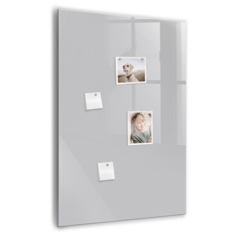 Szklana tablica magnetyczna Wallfluent 70x100 cm Kolor jasny szary Czarny marker 1 szt.