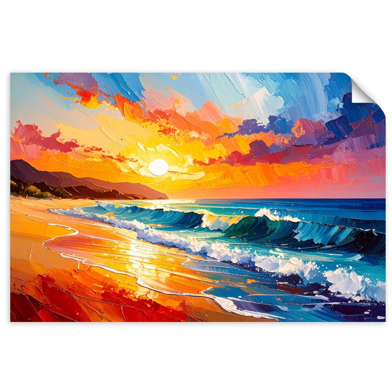 Plakaty samoprzylepne do salonu sypialni Feeby Plaża Morze Krajobraz jak malowany 130x90cm 1szt