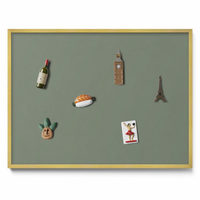 Tablica magnetyczna na ścianę Tulup 80x60 cm Kolor oliwkowy w złotej ramie 1 szt.