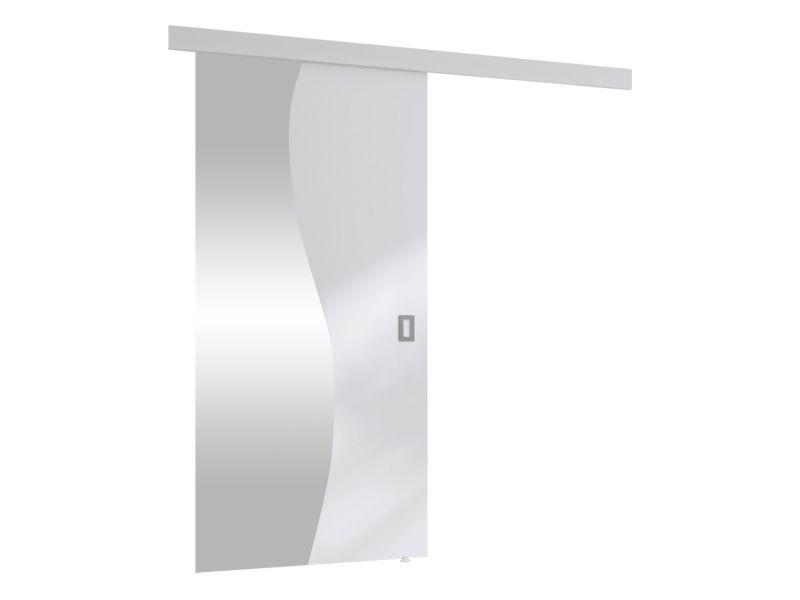 Drzwi przesuwne wewnętrzne MIRJAN 24 Fala 80 + samodomykacz biały + lustro 1 kpl.