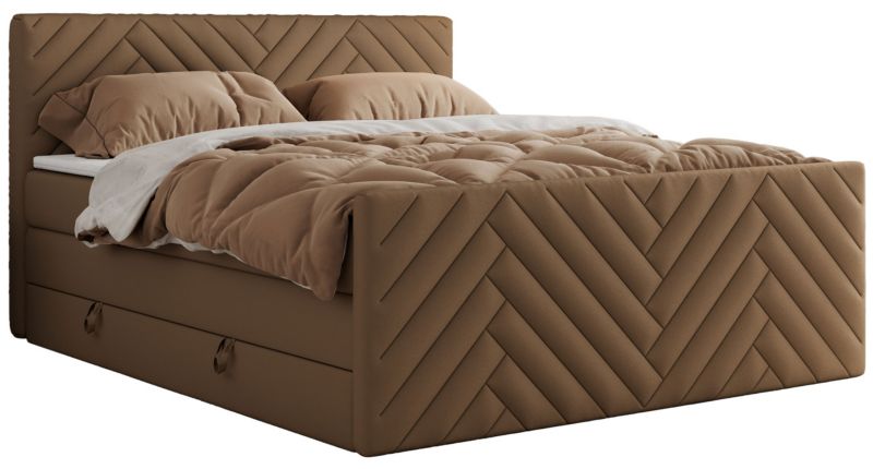 Łóżko kontynentalne MKS Meble PARIS KING DUO 200x200 H4 Brązowy ecoskóra 1szt.