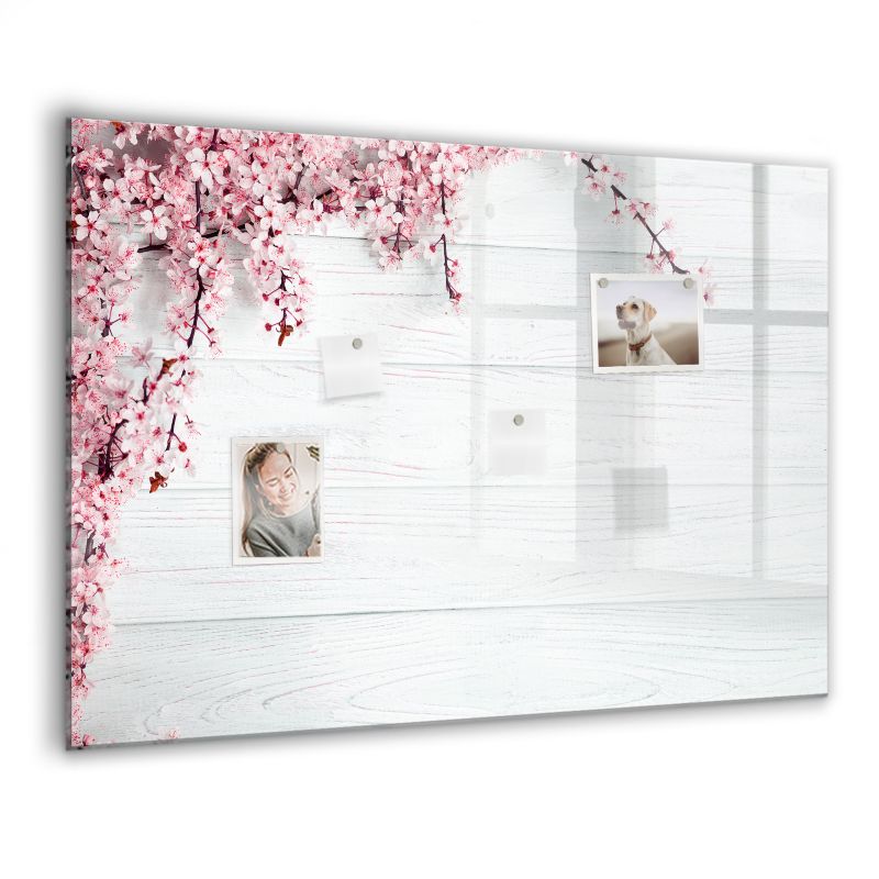 Szklana tablica magnetyczna Wallfluent 100x70 cm Wiosenne kwiaty Czarny marker 1 szt.