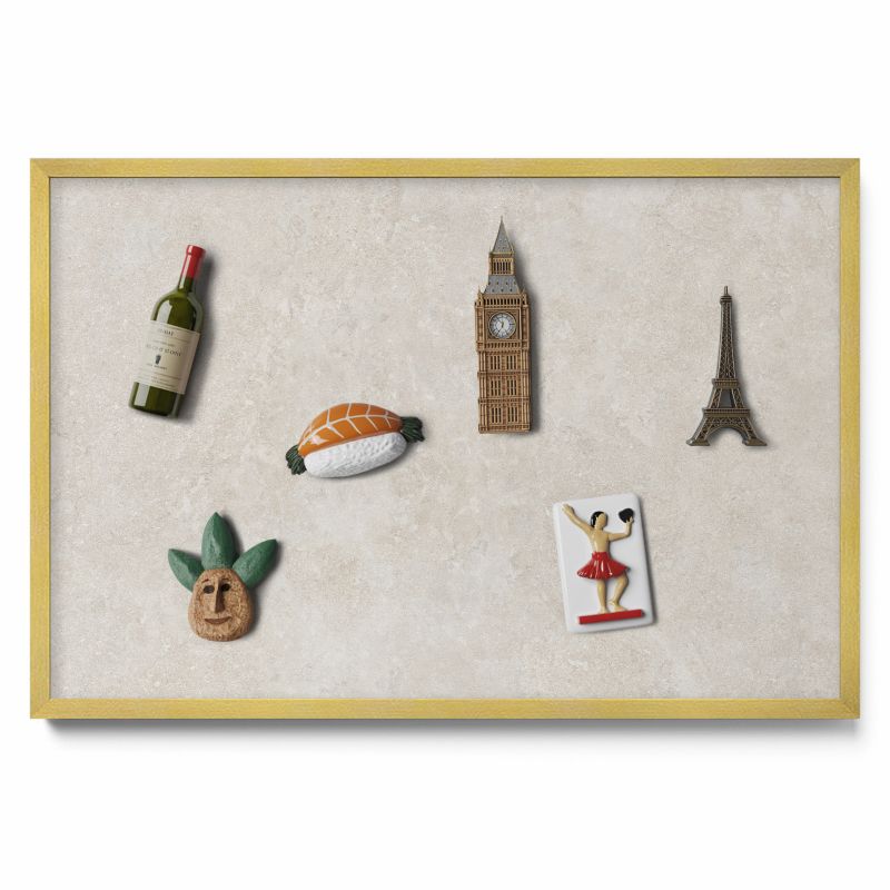 Ozdobna tablica magnetyczna Tulup 60x40 cm Subtelna tekstura piaskowca w złotej ramie 1 szt.