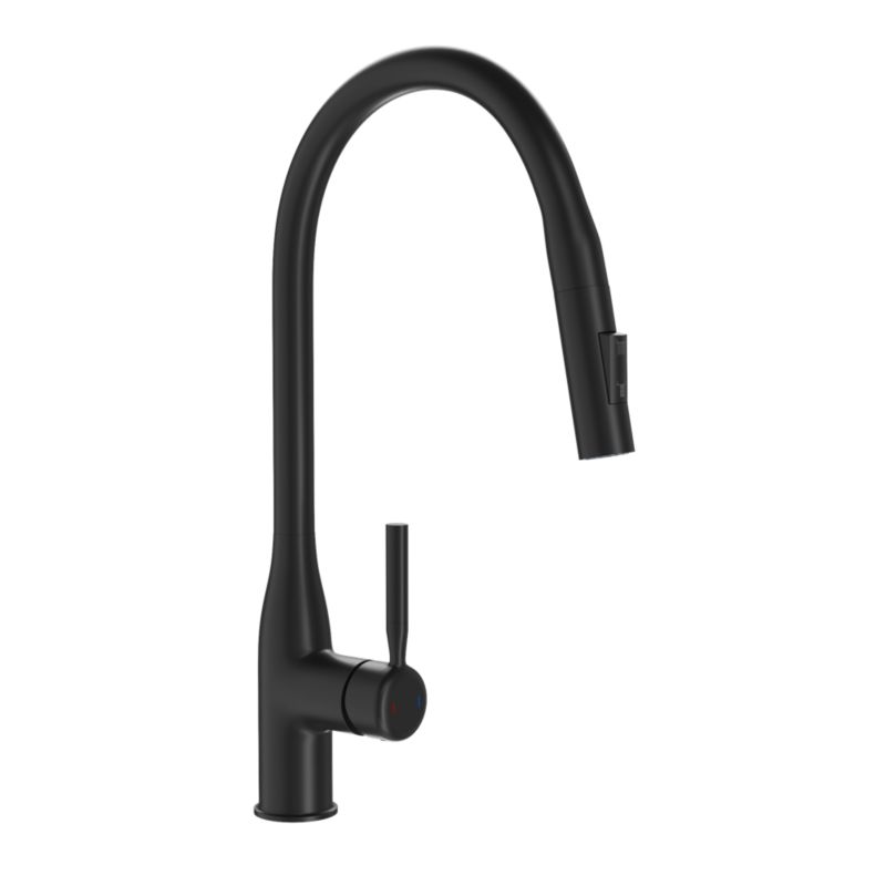 Bateria Kuchenna Wyciągana Wylewka Fossa Czarna Kran 2 Funkcyjny Nowoczesny 1 szt.