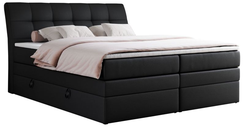 Łóżko kontynentalne MKS Meble GOLD 10 KING 200x200 H4 Czarny ecoskóra 1szt.