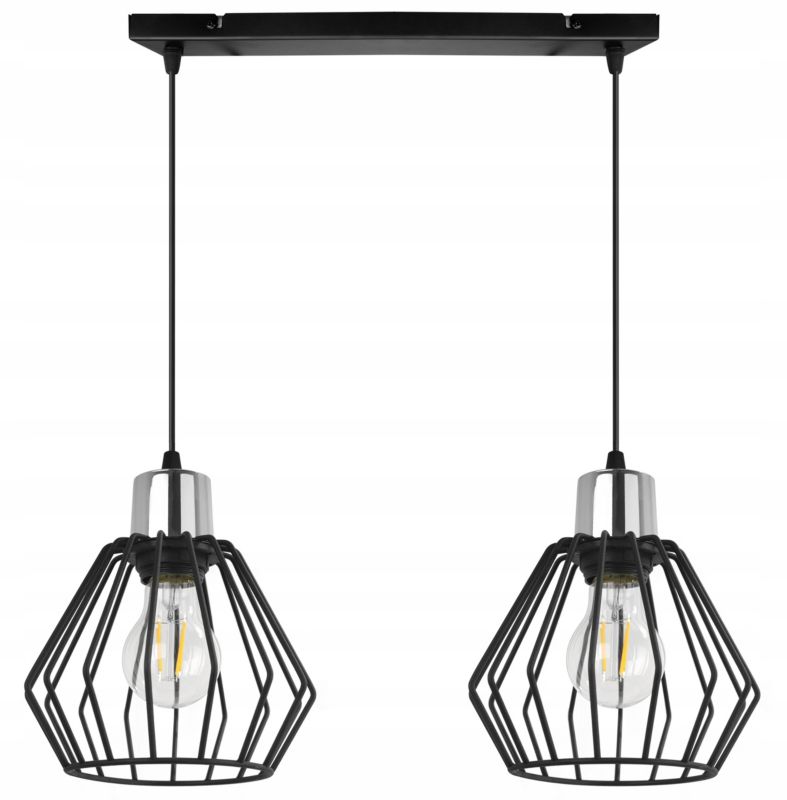 Lampa sufitowa wisząca Light Home LH Nuvola 2x E27 60W czarny/srebrny 1szt.
