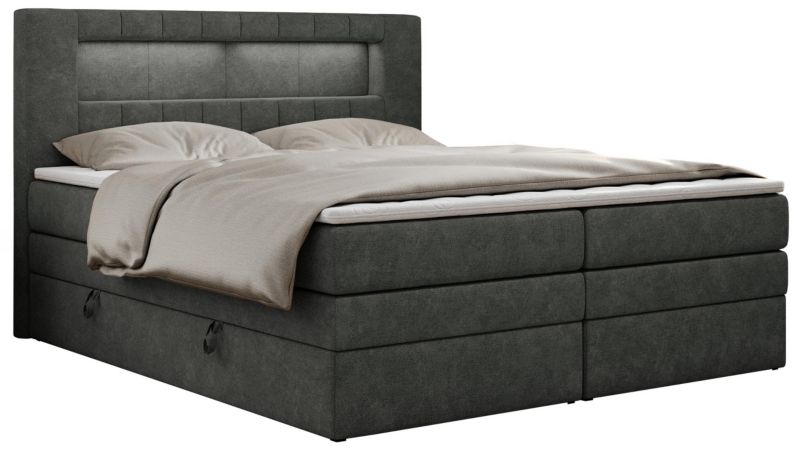 Łóżko kontynentalne MKS Meble GOLD 5 KING 180x200 H4 Ciemnoszary struktura 1szt.