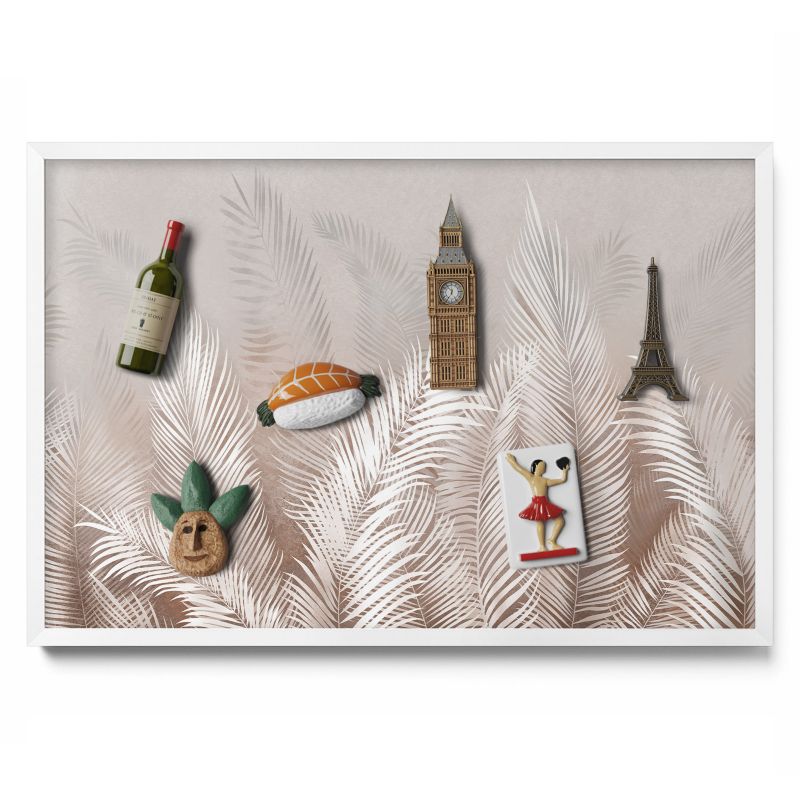 Tablica magnetyczna Tulup 60x40 cm Naturalne boho liście w białej ramie 1 szt.