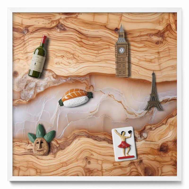 Tablica magnetyczna na ścianę Tulup 50x50 cm Struktura drewna z żywicą w białej ramie 1 szt.