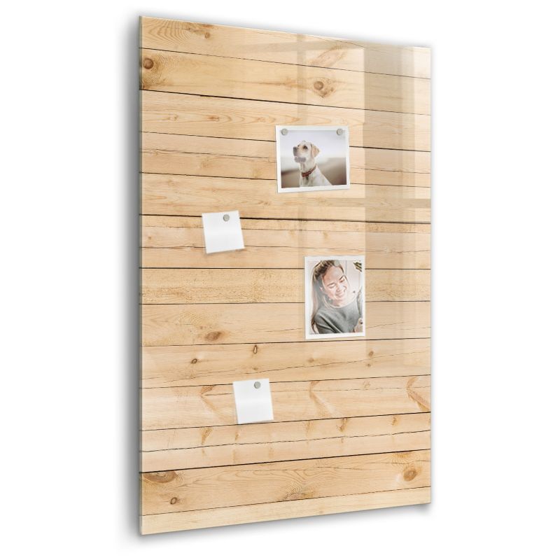 Szklana tablica magnetyczna Wallfluent 60x90 cm Jasne deski Czarny marker 1 szt.