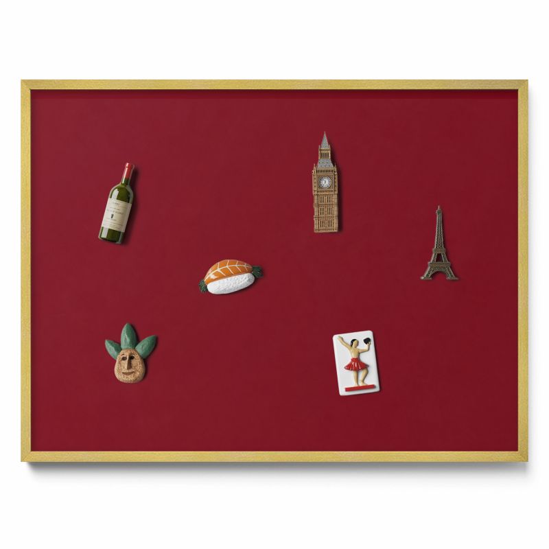 Ozdobna tablica magnetyczna Tulup 80x60 cm Kolor bordowy w złotej ramie 1 szt.