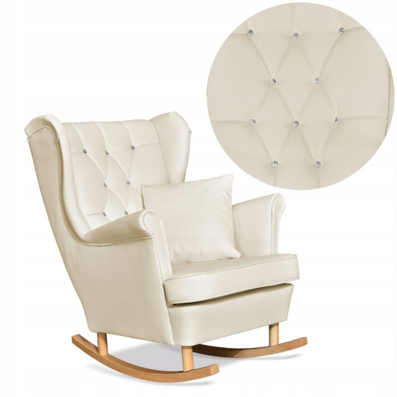 Fotel uszak do salonu bujany eko skóra Family Meble Gaja beżowy kremowy 1szt