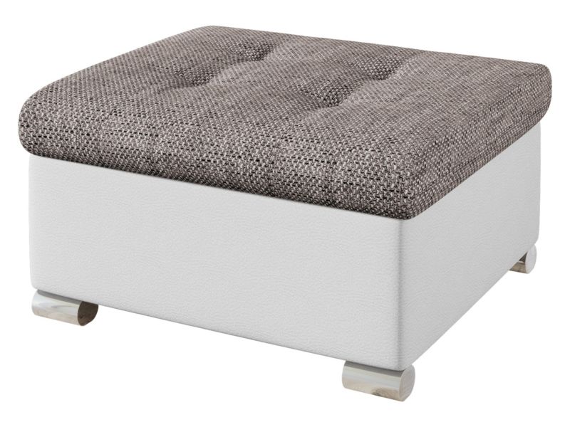 Pufa MIRJAN 24 Niko Mała biała ekoskóra/ciemnobeżowa plecionka 1 szt.