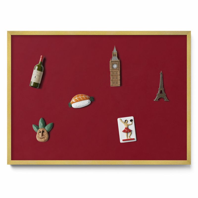 Ozdobna tablica magnetyczna Tulup 70x50cm Kolor bordowy w złotej ramie 1 szt.