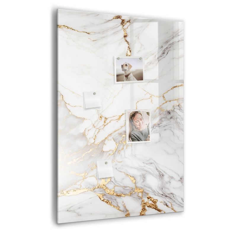 Szklana tablica magnetyczna Wallfluent 70x100 cm Dekoracyjny marmur Czarny marker 1 szt.