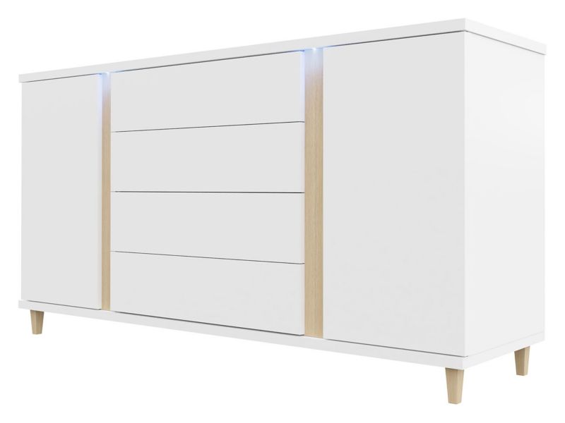 Komoda MIRJAN 24 Marco 180 biały + biały połysk + okleina naturalna 1 szt.